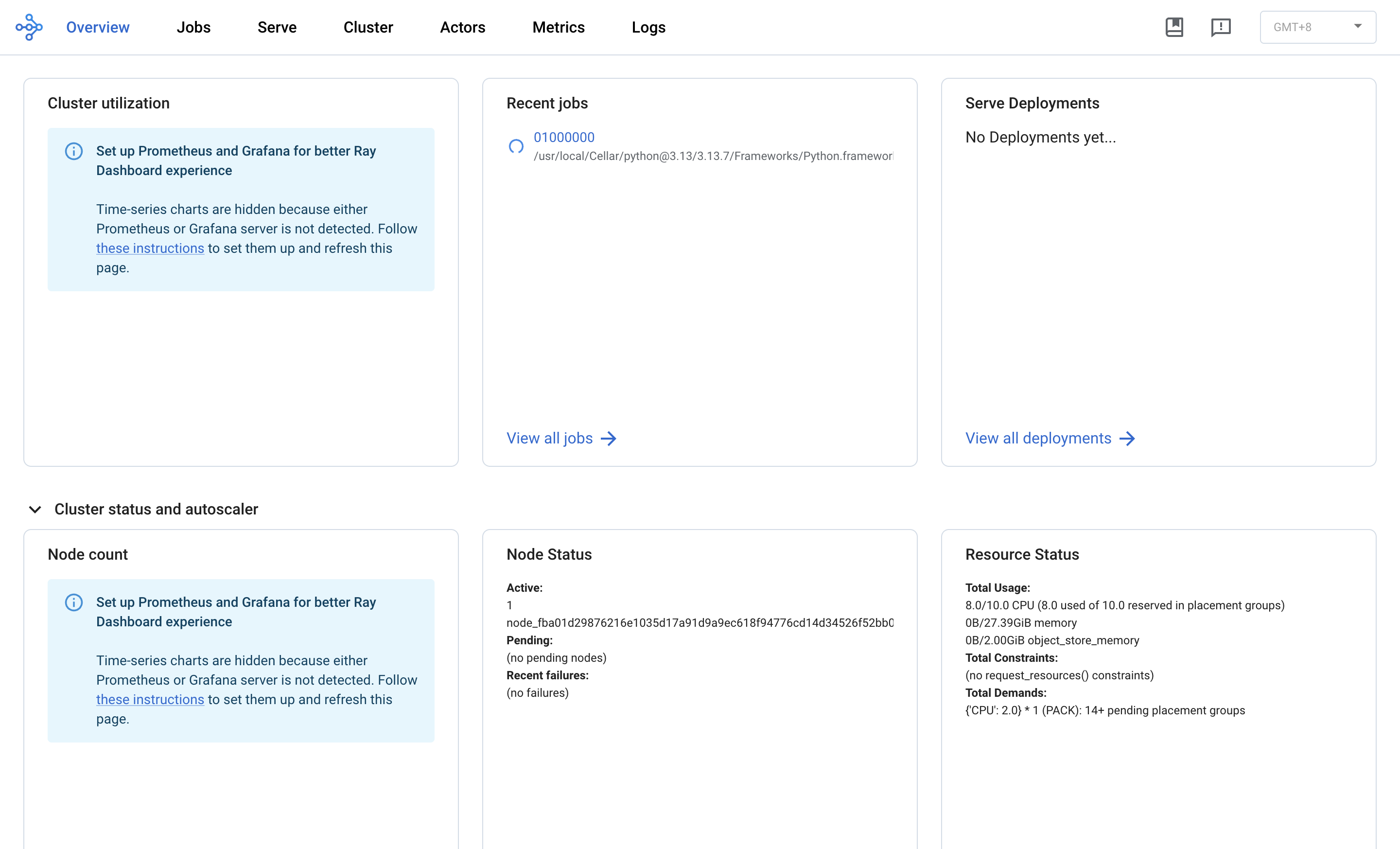 Ray Dashboard Overview